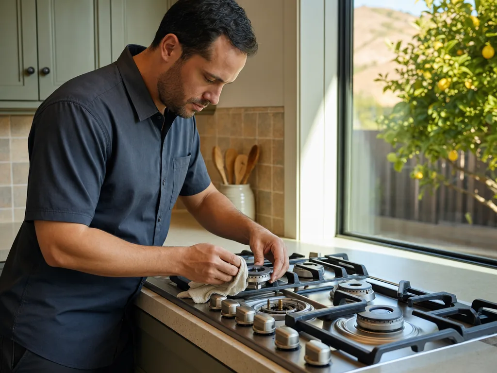 Gas burner service during an appliance repair visit in San Jose, California