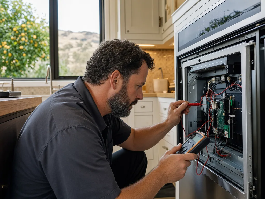 Diagnostic at the service panel during an appliance repair visit in San Jose, California